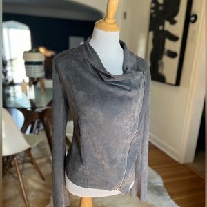 Gray suede asymmetrical zip jacket